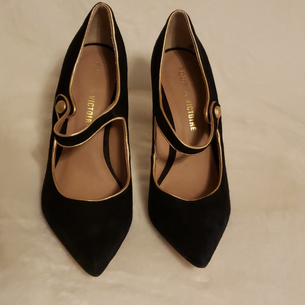 Pour La Victoire Suede Mary Jane Heels